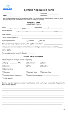 Clerical Application Form
