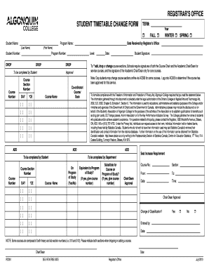 Student Timetable Change Form