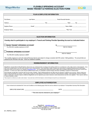 Mass Transit and Parking Election Form