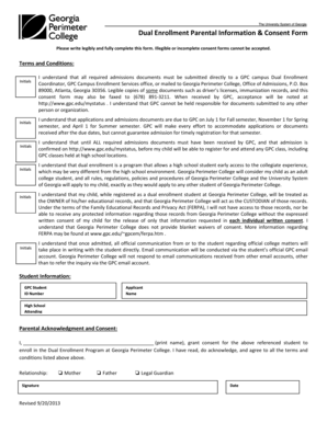 Georgia Dual Enrollment Parental Consent Form