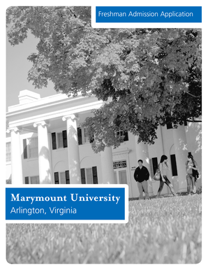 Marymount University Freshman Admission Application