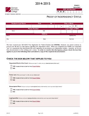 Proof of Independency Status Form