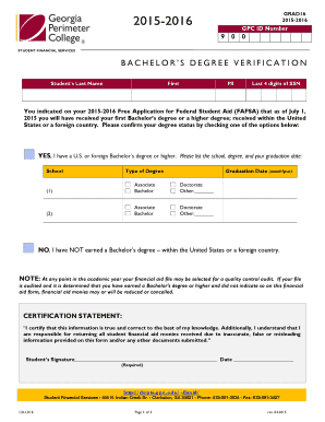 Bachelor Degree Verification Form