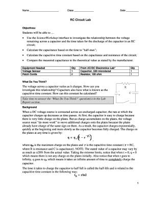 RC Circuit Lab Worksheet