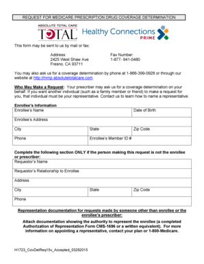 Medicare Prescription Drug Coverage Determination Request