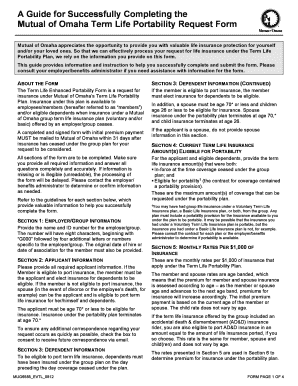 Mutual of Omaha Term Life Portability Request Form