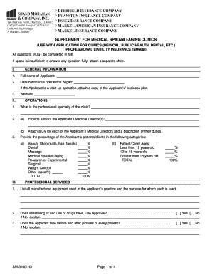 Medical Spa Professional Liability Insurance Supplement