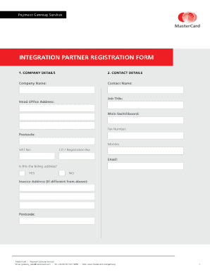 MasterCard Payment Gateway Services Integration Partner Registration Form