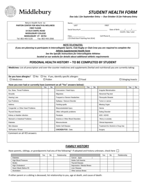 Student Health Form