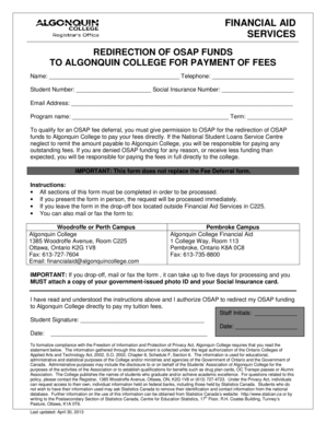 OSAP Fee Redirection Form