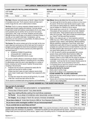 Influenza Immunization Consent Form