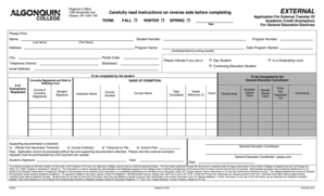 Algonquin College External Transfer Credit Application