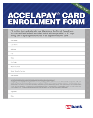 AccelaPay Card Enrollment Form