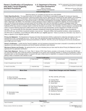 HUD-50059a Owner's Certification of Compliance