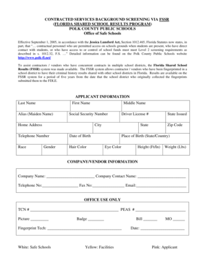 Florida Background Screening Form