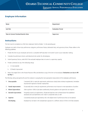 Employee Evaluation Form - OTC Human Resources - hr otc