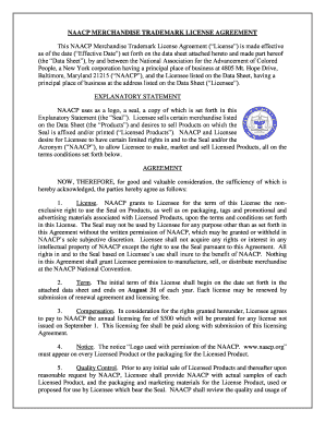 NAACP MERCHANDISE TRADEMARK LICENSE AGREEMENT - action naacp