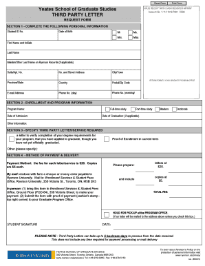 Yeates School Third Party Letter Request Form