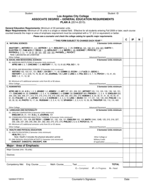 Associate Degree Requirements Form