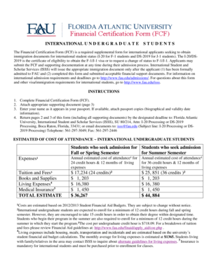 Financial Certification Form for International Undergraduate Students