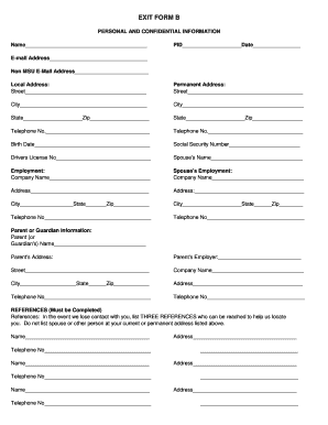 Michigan State University Exit Form