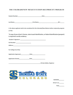 Colorado/New Mexico Tuition Reciprocity Application