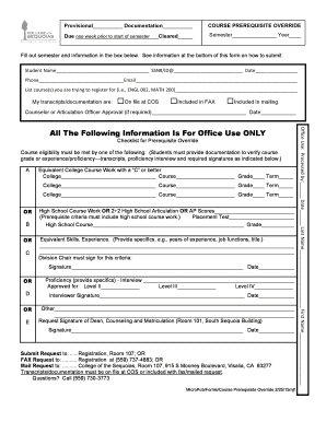Course Prerequisite Override Form