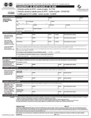 Formulaire de changement de bénéficiaire et de nom de l'AFPC
