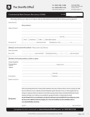 Commercial Rent Arrears Recovery Form