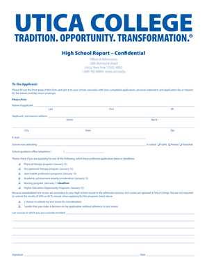 High School Report Form