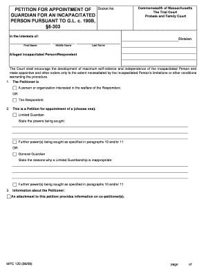 Petition for Appointment of Guardian for Incapacitated Person