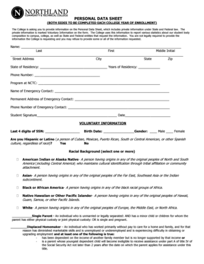 Personal Data Sheet