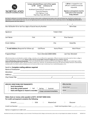 Northland Transcript Request Form
