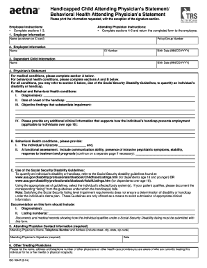 Handicapped Child Attending Physician's Statement
