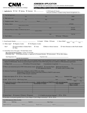 CNM Admission Application Form