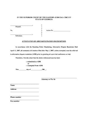 Georgia ADR Participation or Exemption Attestation