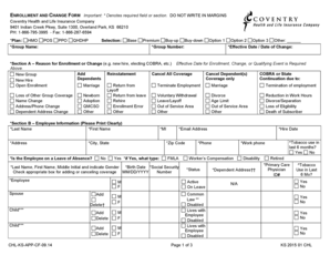 Coventry Health Insurance Enrollment Form