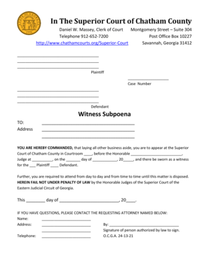 Georgia Witness Subpoena