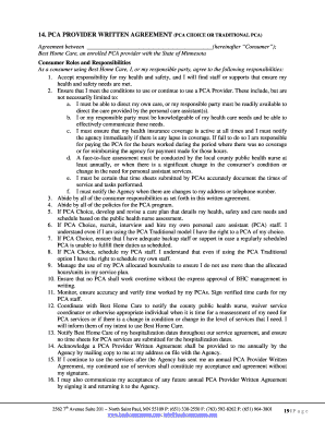 PCA Provider Written Agreement