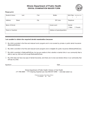 Illinois Dental Examination Waiver Form