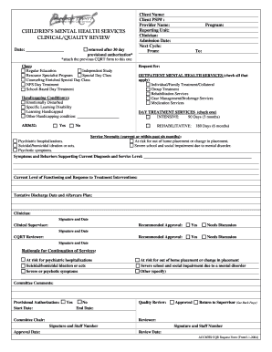 Childrens Mental Health Services Request Form