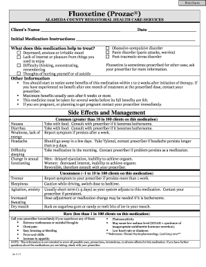 Fluoxetine Medication Instructions