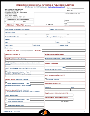 California Teacher Credential Application