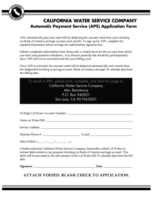California Water Service APS Application Form