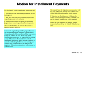 Motion for Installment Payments