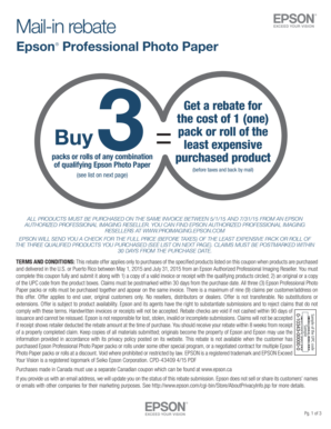 Epson Photo Paper Mail-in Rebate Form