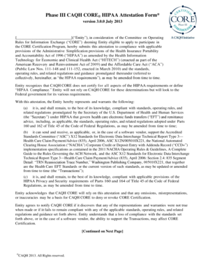 Phase III CAQH CORE HIPAA Attestation Form
