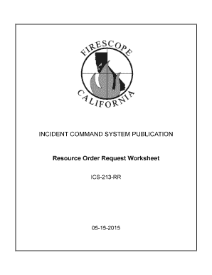 ICS-213-RR Resource Order Request Worksheet