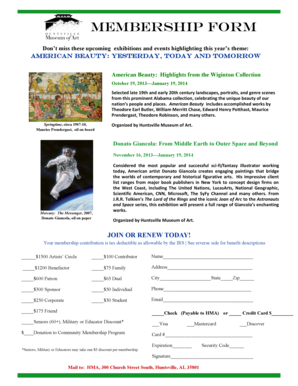 Membership Form for Huntsville Museum of Art