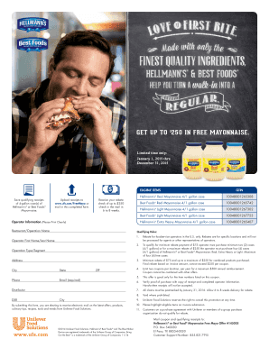 Hellmann's Best Foods Mayonnaise Rebate Form
